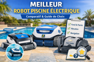 robot piscine électrique nettoyant le fond et les parois d’une piscine