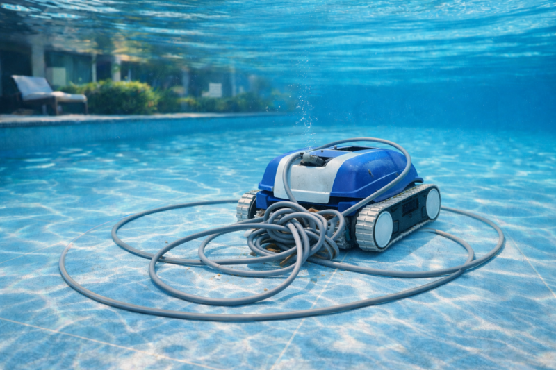 cable robot piscine emmêlé empêchant le robot piscine de fonctionner correctement