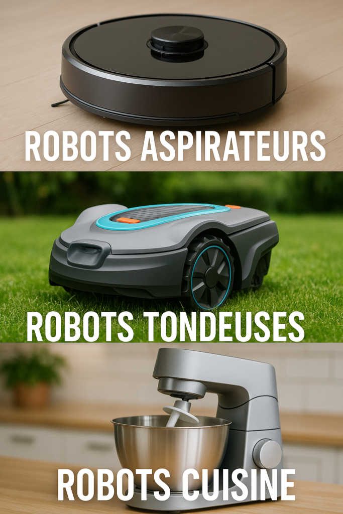 Robots pour maison : robot aspirateur, robot cuisine, robot tondeuse, robot patissier, robot piscine, etc