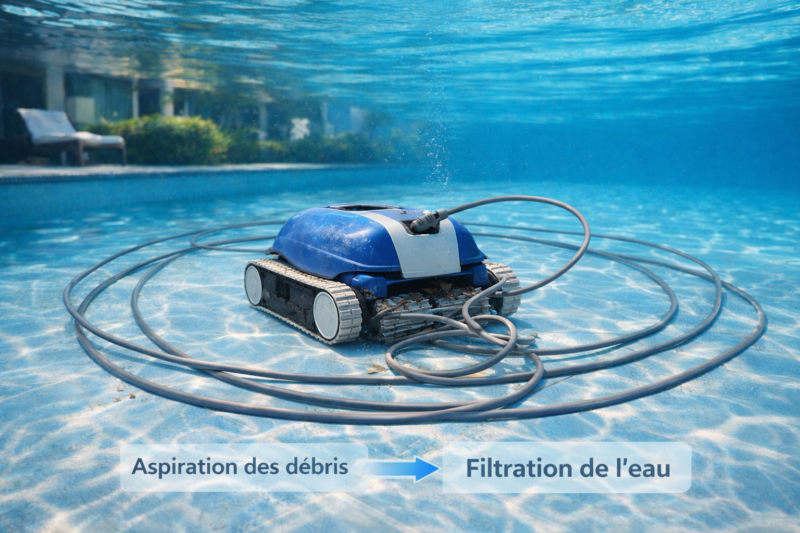 robot piscine qui tourne en rond dans la piscine