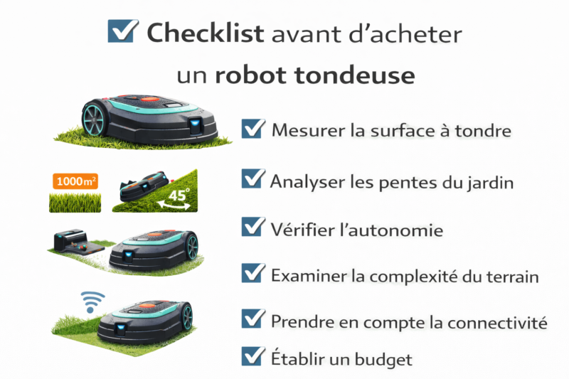 Checklist avant d’acheter un robot tondeuse + quel robot tondeuse choisir pour votre jardin
