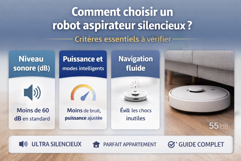 Critères pour choisir un robot aspirateur silencieux pour appartement : niveau sonore, puissance et navigation
