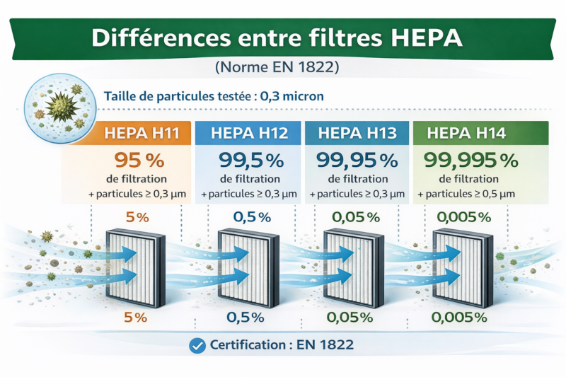 comparatif filtre HEPA H11 H12 H13 robot aspirateur allergies animaux