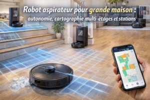 robot aspirateur pour grande maison avec station de vidage automatique