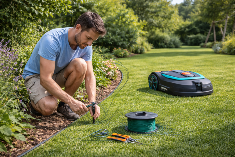 installation câble périphérique robot tondeuse