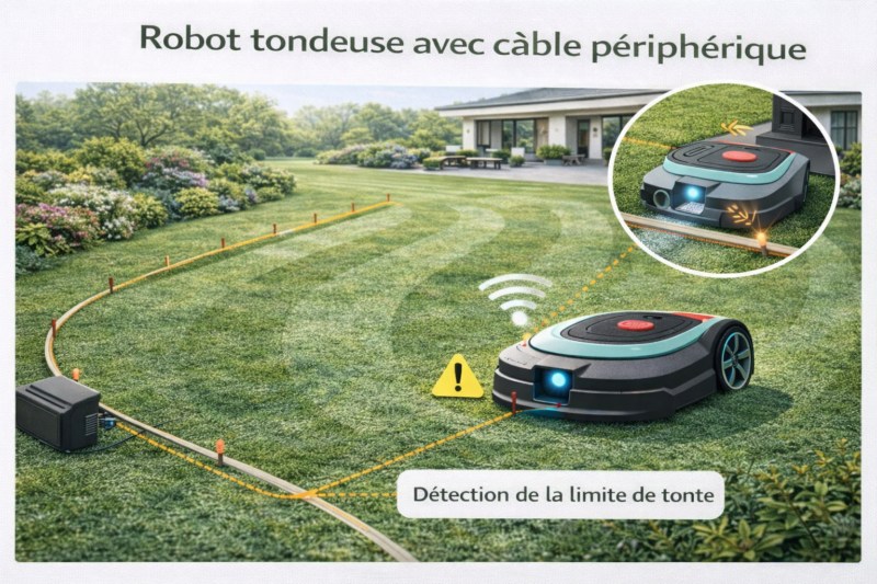 robot tondeuse câble périphérique fonctionnement + comment fonctionne un robot tondeuse