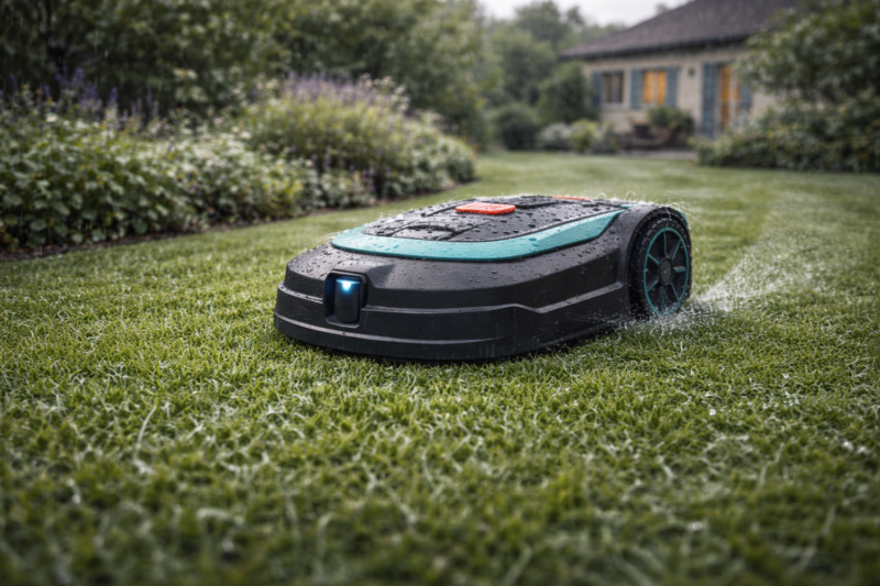 robot tondeuse pelouse humide