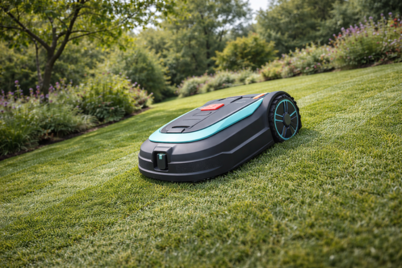 robot tondeuse en pente jardin