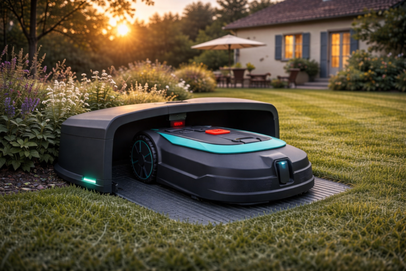 station charge robot tondeuse jardin